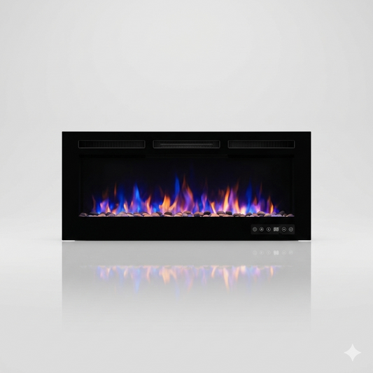 36 Inch Electric Fireplace Insert - Wall Mounted with Thermostat - EZ Ember