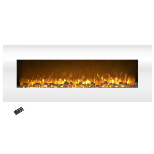 50 In. No Heat Electric Fireplace Color Changing Wall/Floor Stand in White