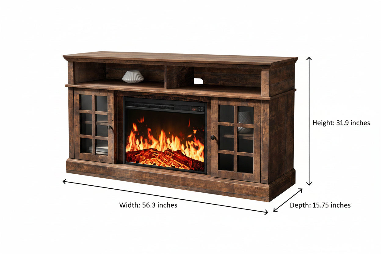 56 Inch Electric Fireplace TV Stand - August Grove Anias