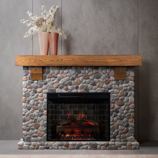Country Living Glenbrook River Rock 55 Inch Electric Fireplace Mantel - Stone