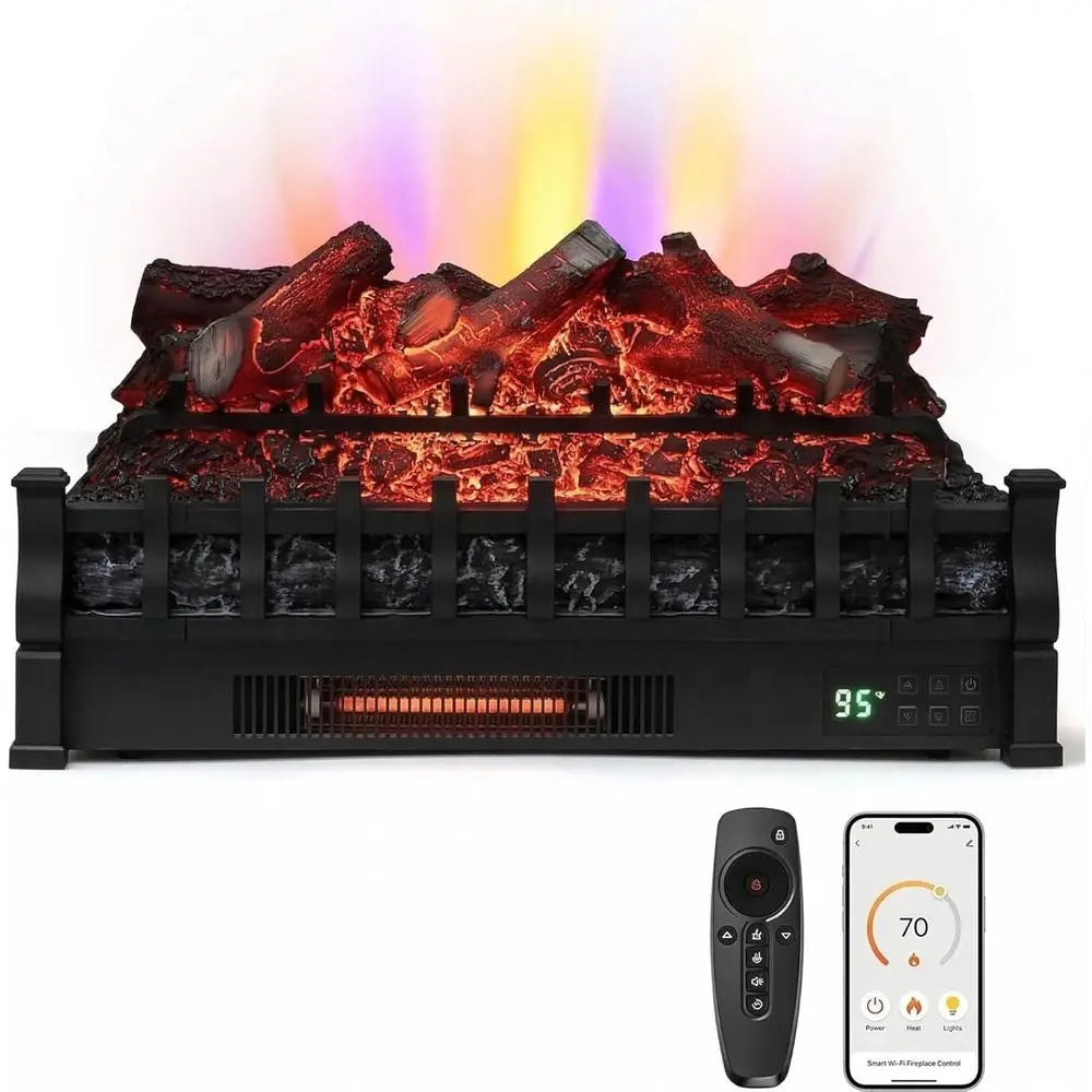 26-Inch Electric Fireplace Insert Log 1500W Infrared Quartz Heater