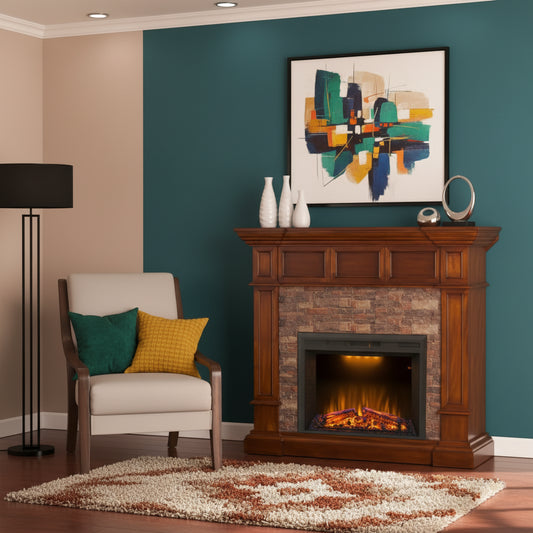 Electric Fireplace Insert 33 Inch Heater with Overheating Protection