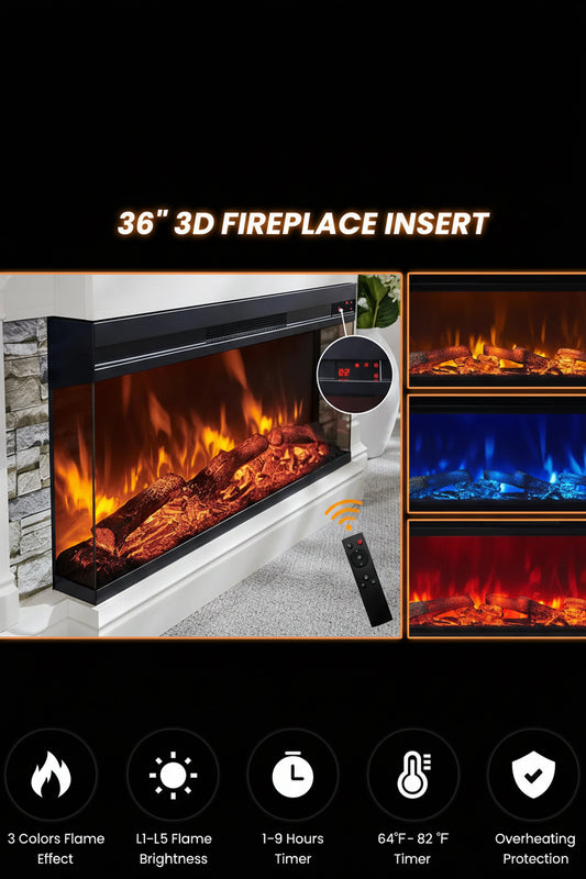 52-inch Freestanding Electric Fireplace Mantel With Storage Cabinet Antique White