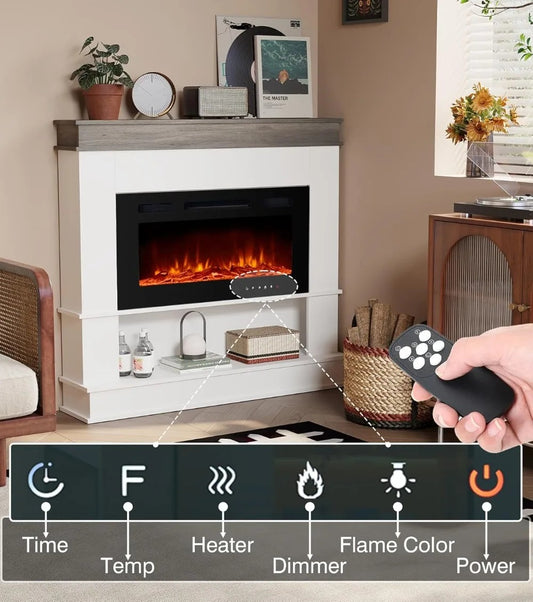 TruFlame 69 Inch Electric Fireplace Mantel 1500W Heater - White