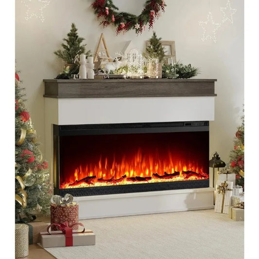 TruFlame 42 Inch Electric Fireplace with Mantel - 3 Side Panoramic White - TruFlame