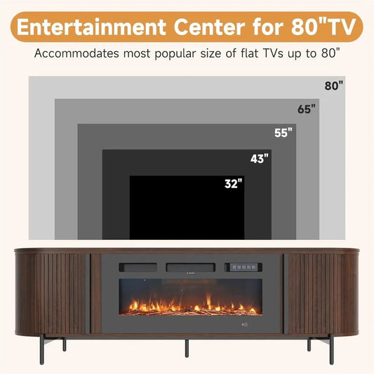 TruFlame 70 Inch Fluted Fireplace TV Stand Modern Entertainment Center