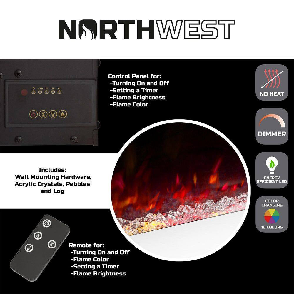 50 In. No Heat Electric Fireplace Color Changing Wall/Floor Stand in White