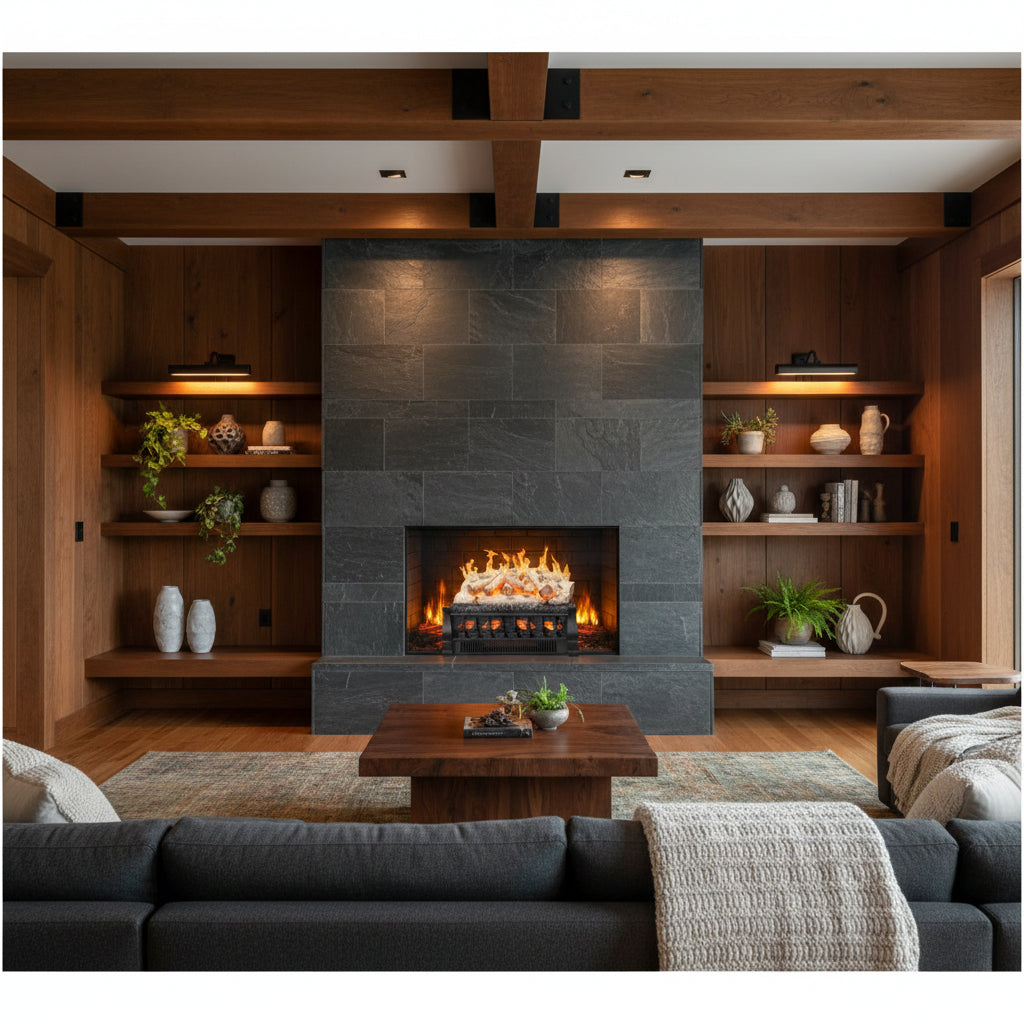 R.W.FLAME  20 Inch Electric Fireplace Log Set - Space Heater - Remote