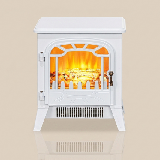 16 Inches Electric Fireplace Stove Heater 750W 1500W White - Freestanding - EZ Ember