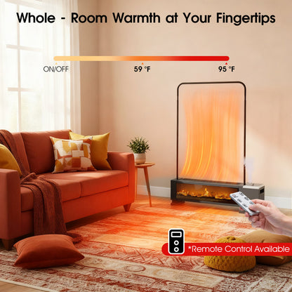 Advwin Electric Baseboard Space Heater 1800w - Realistic 3d Flame Remote Timer Thermostat