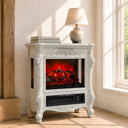 Astoria Grand 18 Inch Freestanding Electric Fireplace Mini European Vintage Space Heater