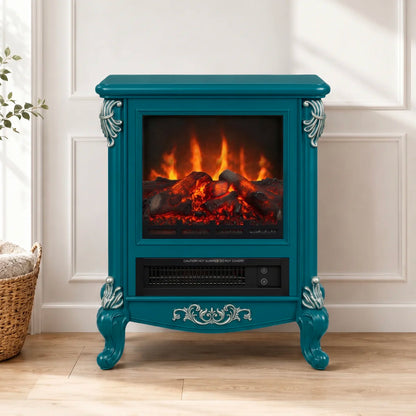 Astoria Grand 18 Inch Freestanding Electric Fireplace Mini European Vintage Space Heater