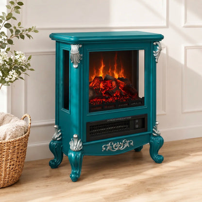 Astoria Grand 18 Inch Freestanding Electric Fireplace Mini European Vintage Space Heater