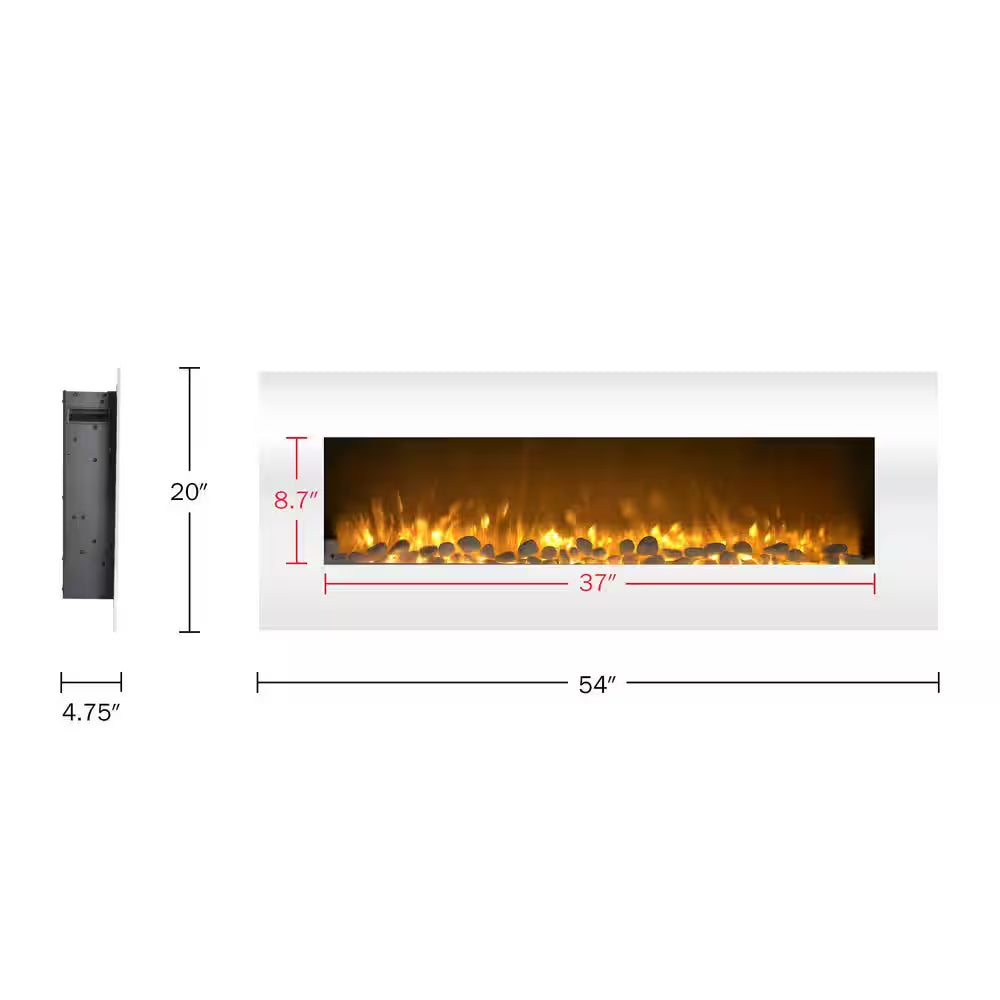 50 In. No Heat Electric Fireplace Color Changing Wall/Floor Stand in White