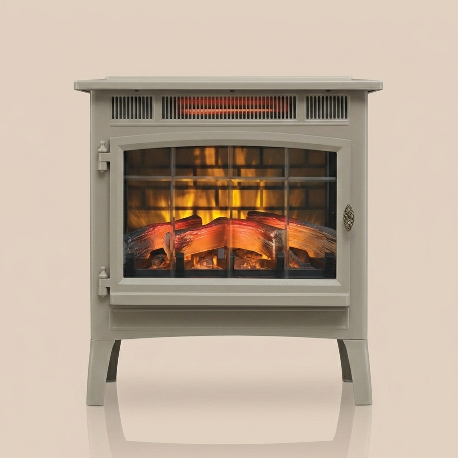 24 Inch Freestanding Electric Fireplace Stove Heater - 3D Flame Effect - EZ Ember
