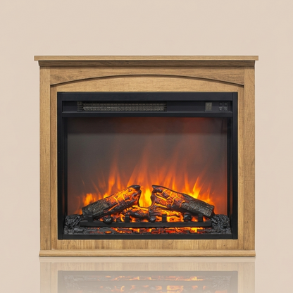 28 Inch Electric Fireplace Mantel and Remote Control - Freestanding