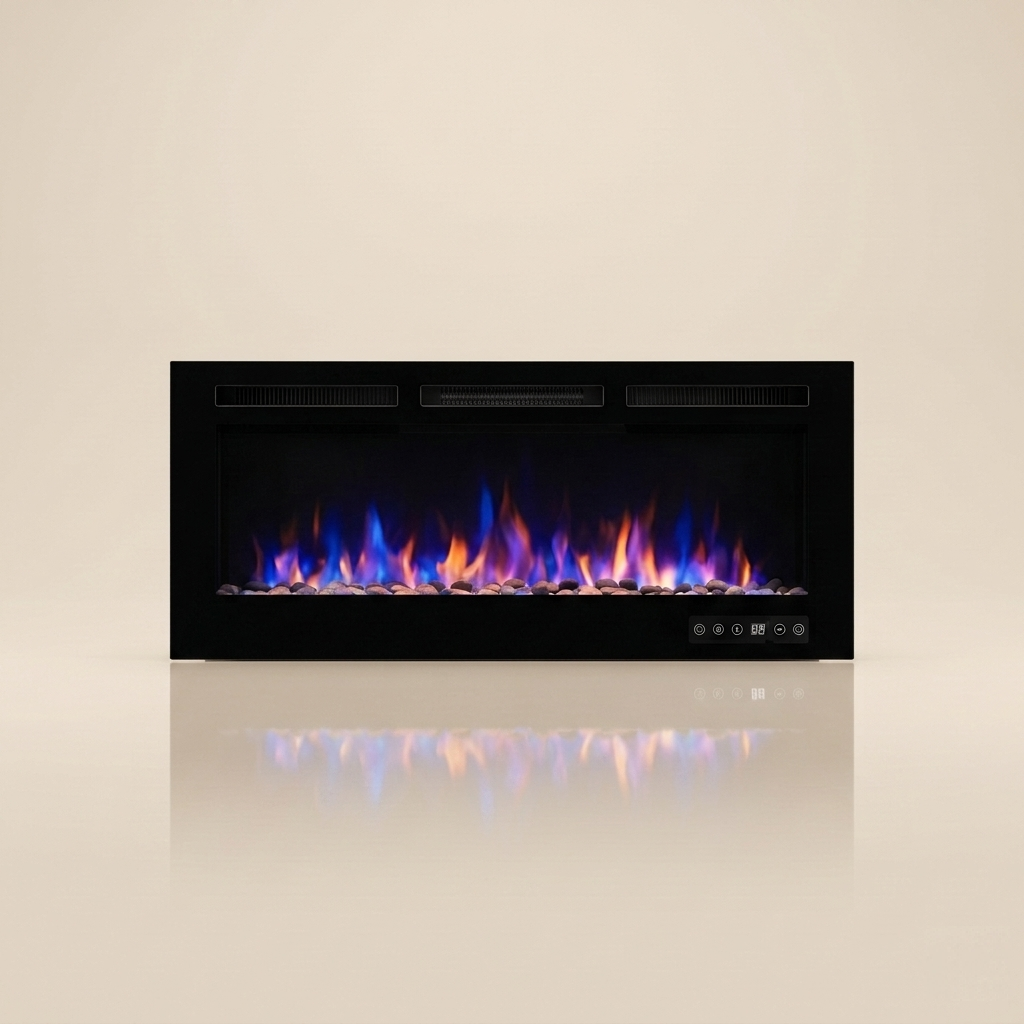 36 Inch Electric Fireplace Insert - Wall Mounted with Thermostat - EZ Ember