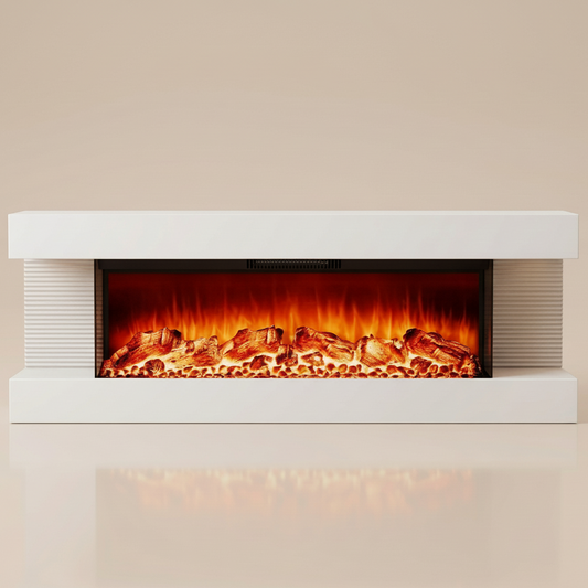 50 Inch Electric Fireplace with Floating Mantel - Wall Mount - 3 Sided 36 Inch heater Insert