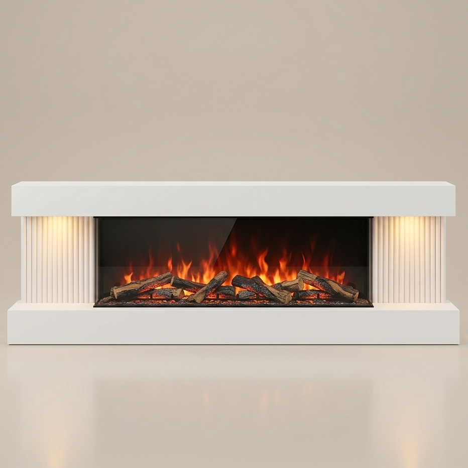 36 Inch Electric Fireplace Wall Mounted - 3 Sided with Floating Mantle - EZ Ember