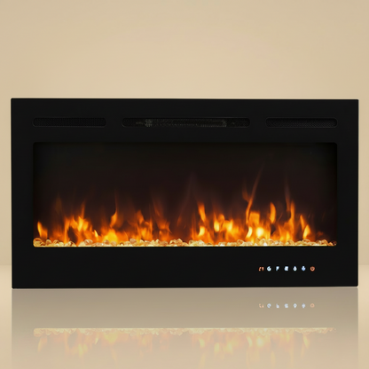 40-Inch Electric Fireplace Insert Wall-Mounted Recessed Thermostat 9 Colors - Just Electric