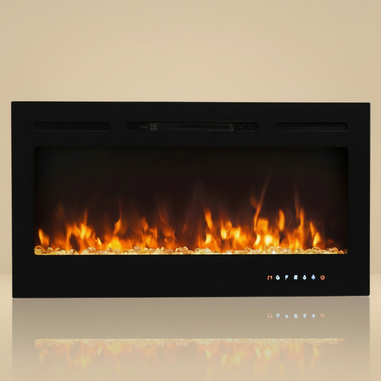 40-Inch Electric Fireplace Insert Wall-Mounted Recessed Thermostat 9 Colors - Just Electric