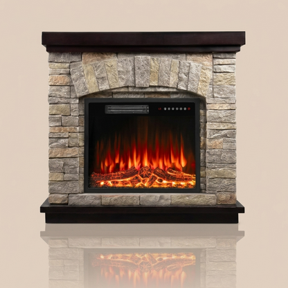 40 Inch - Electric Fireplace - Mantel - Freestanding Heater - Black