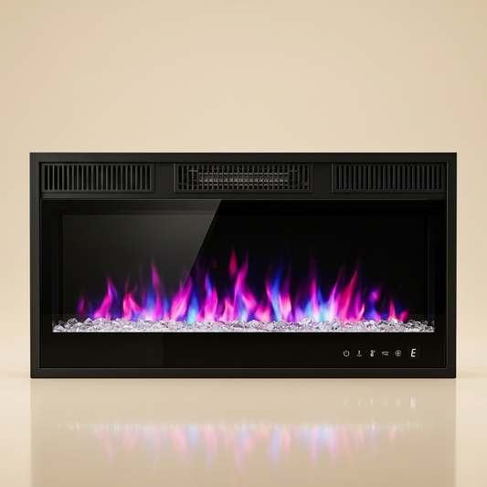 42-Inch - Electric Fireplace Insert - Heater with Remote and 12 Flame Colors