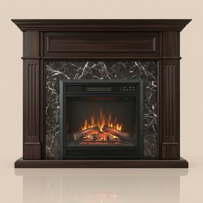 42 Inch Electric Fireplace Mantel - 1400W Heater Remote Control - Brown