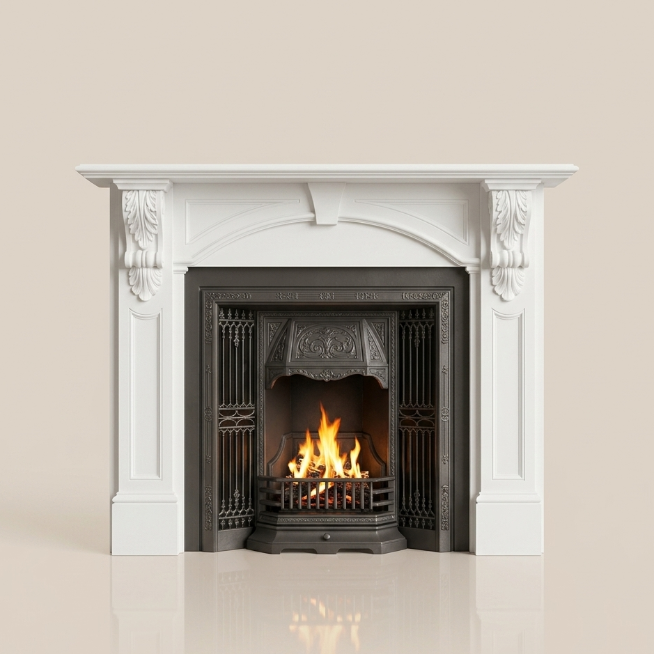 48 Inch Electric Fireplace Mantel - Heater - White