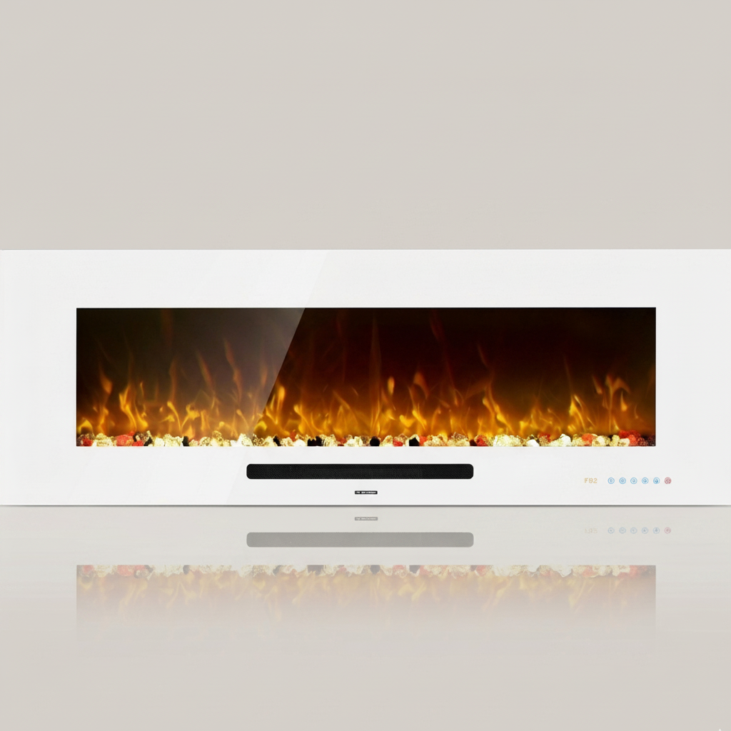 50 Inch Electric Fireplace - Recessed & Wall Mounted - Heater Remote Control 750/1500W Multicolor Flame - White - Just Electric
