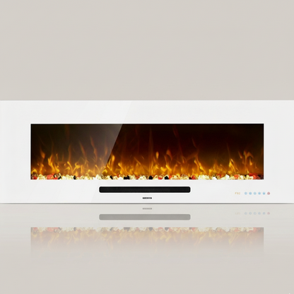 50 Inch Electric Fireplace - Recessed & Wall Mounted - Heater Remote Control 750/1500W Multicolor Flame - White - Just Electric