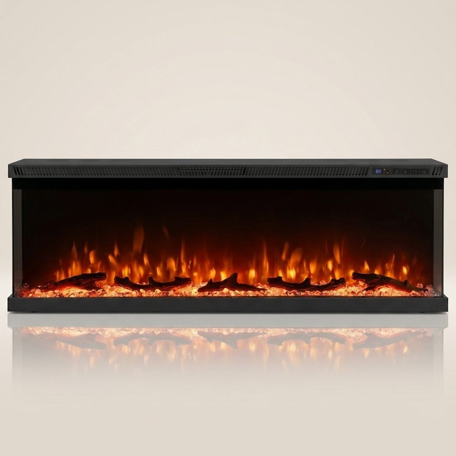 50 Inch Electric Fireplace Insert - 3 Sided - 12 Flame Colors - Just Electric