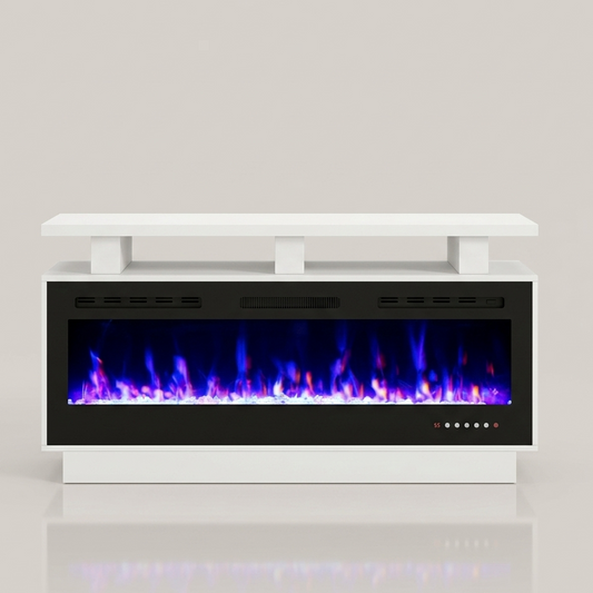 50 Inch Electric Fireplace TV Stand - Entertainment Center - White