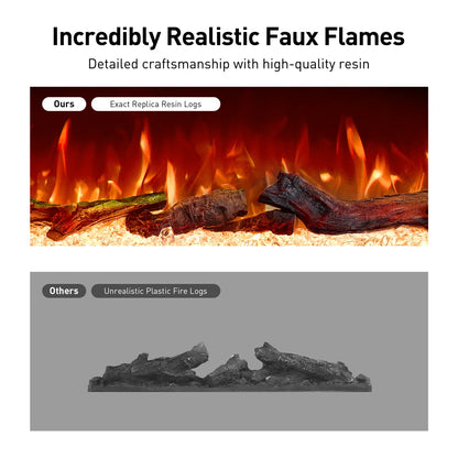 Symple 50 Inch 3 Sided Smart Electric Fireplace - Alexa App - 15 Colors Realistic Flame Sound & Heat - Remote Control