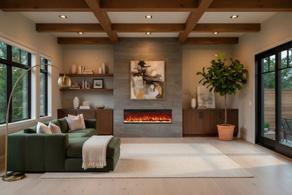 Symple 50 Inch 3 Sided Smart Electric Fireplace - Alexa App - 15 Colors Realistic Flame Sound & Heat - Remote Control
