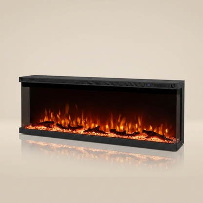 50 Inch Electric Fireplace Insert - 3 Sided - 12 Flame Colors - Just Electric