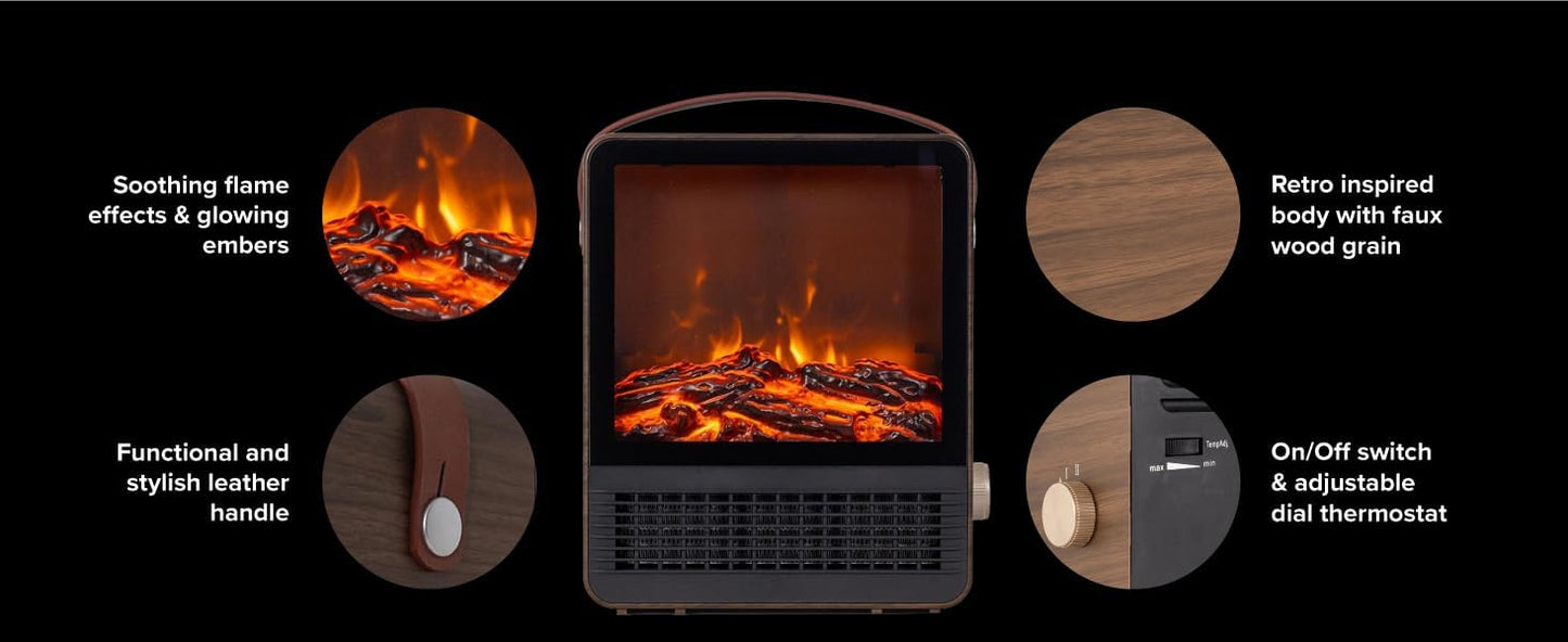 Hearth Electric Fireplace Portable Space Heater with 3D Flame Effect | 1500W