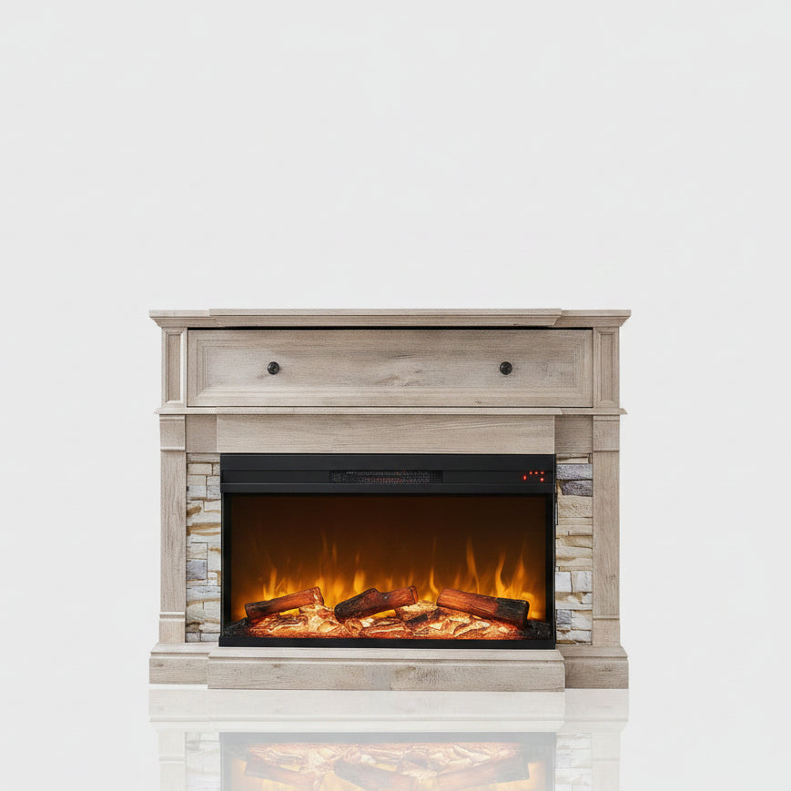 Symple Stuff 52" TV Stand with Electric Fireplace 3-Sided Glass