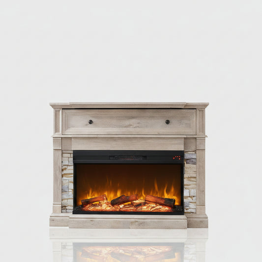 Symple Stuff 52" TV Stand with Electric Fireplace 3-Sided Glass