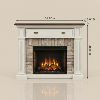 52 Inch Corner Fit Electric Fireplace TV Stand Mantel - Stacked Stone Surround