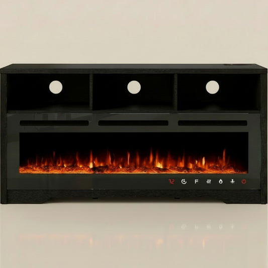 TruFlame 55 Inch Electric Fireplace TV Stand Modern Entertainment Center - Black