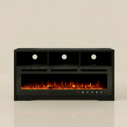 55 Inch Electric Fireplace TV Stand Modern Entertainment Center - Black
