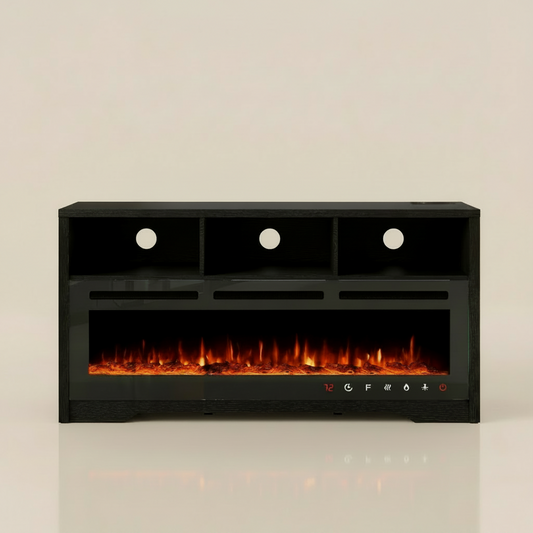 55 Inch Electric Fireplace TV Stand Modern Entertainment Center - Black