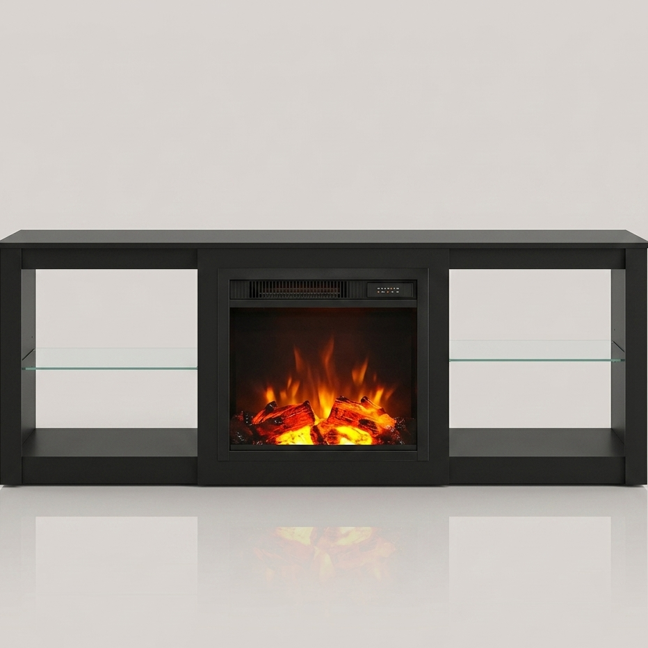 58 Inch Electric Fireplace TV Stand - LED Lights