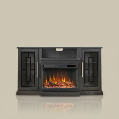 Symple Stuff 59 Inch Highboy LED TV Stand with Electric Fireplace
