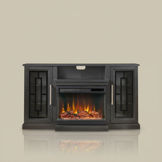 Symple Stuff 59 Inch Highboy LED TV Stand with Electric Fireplace