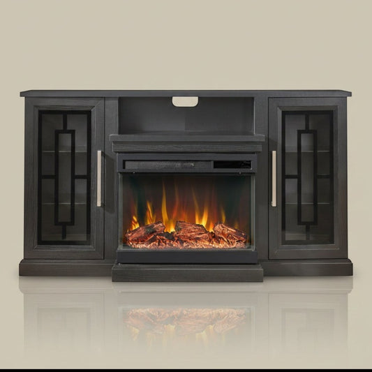 Symple Stuff 59 Inch Highboy LED TV Stand with Electric Fireplace