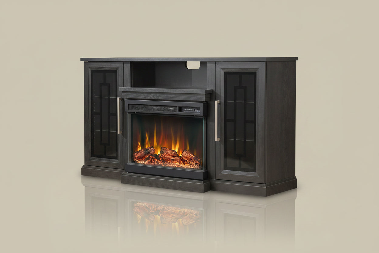 59 Inch Electric Fireplace LED TV Stand - 3 Sided