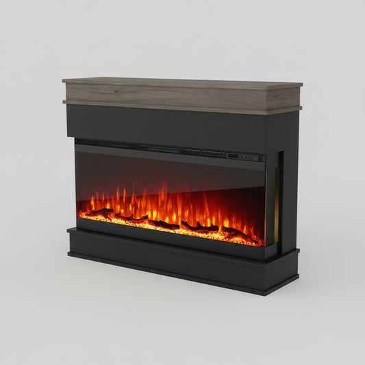 Porter Panoramic 60 Inch Electric Fireplace with Mantel - Extra-Wide Firebox - 9 Color Flame - No Heat Mode & 1500W
