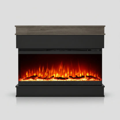 Porter Panoramic 60 Inch Electric Fireplace with Mantel - Extra-Wide Firebox - 9 Color Flame - No Heat Mode & 1500W